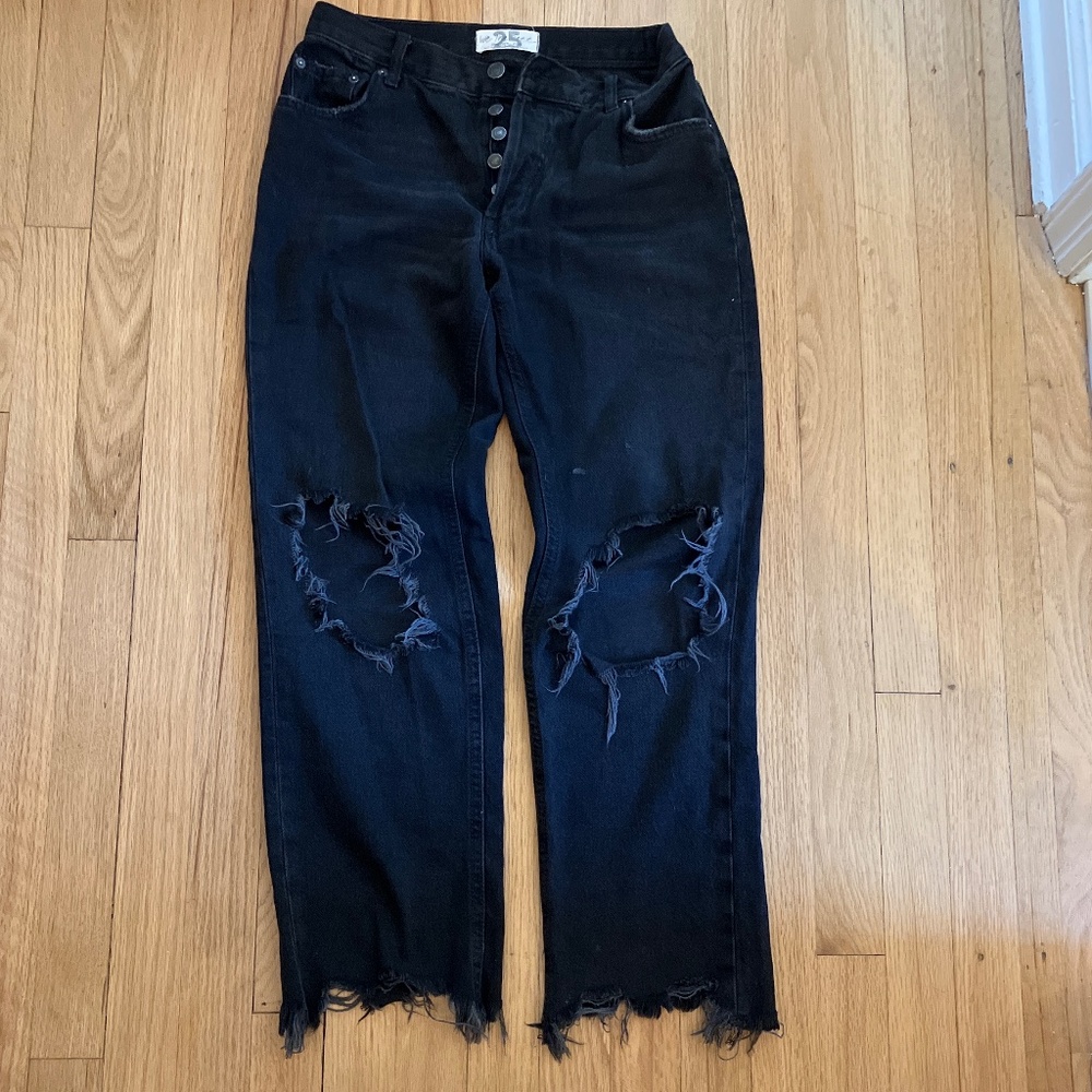 25 We the Free black denim wide leg jeans